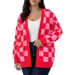 Oversized Plus Size Knit Cardigan with V-Neck - Perfect for Everyday Comfort